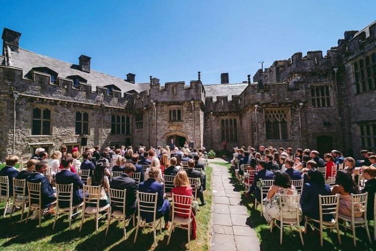 Wedding Ceremony St. Donat's Castle courtyard